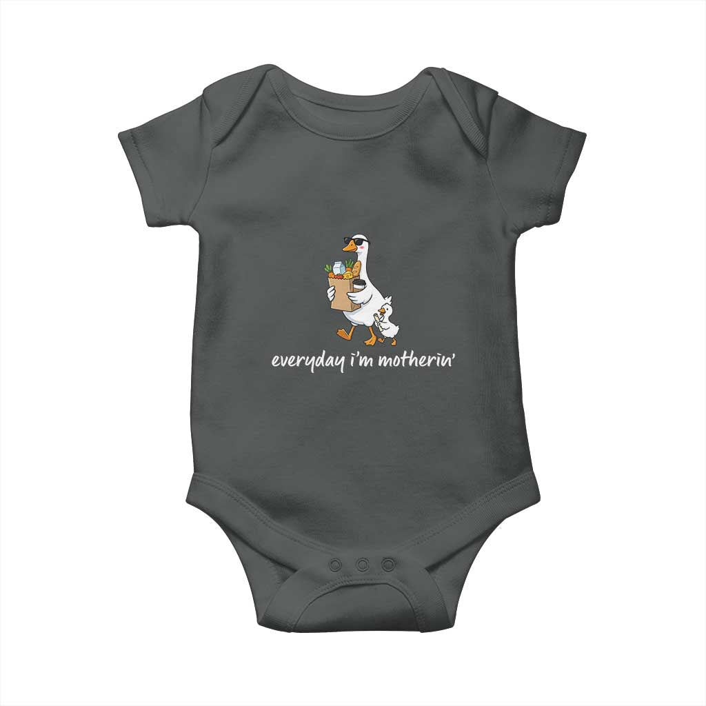 Everyday I'm Motherin Baby Onesie Funny Goose Mom TS14 Dark Heather Print Your Wear