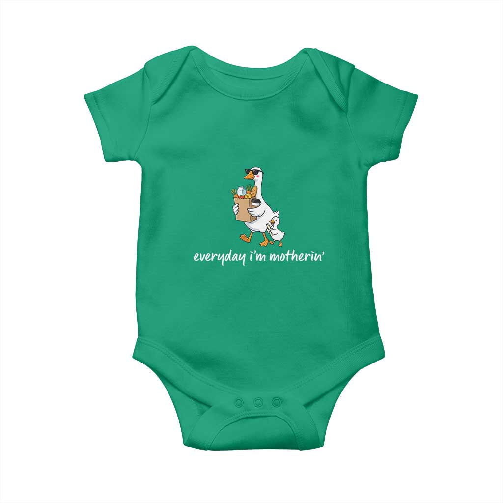 Everyday I'm Motherin Baby Onesie Funny Goose Mom TS14 Irish Green Print Your Wear