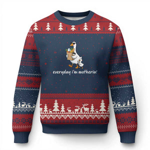 Everyday I'm Motherin Ugly Christmas Sweater Funny Goose Mom TS14 Navy Red Print Your Wear