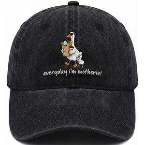 Everyday I'm Motherin Washed Cotton Baseball Cap Funny Goose Mom TS14 Print Your Wear