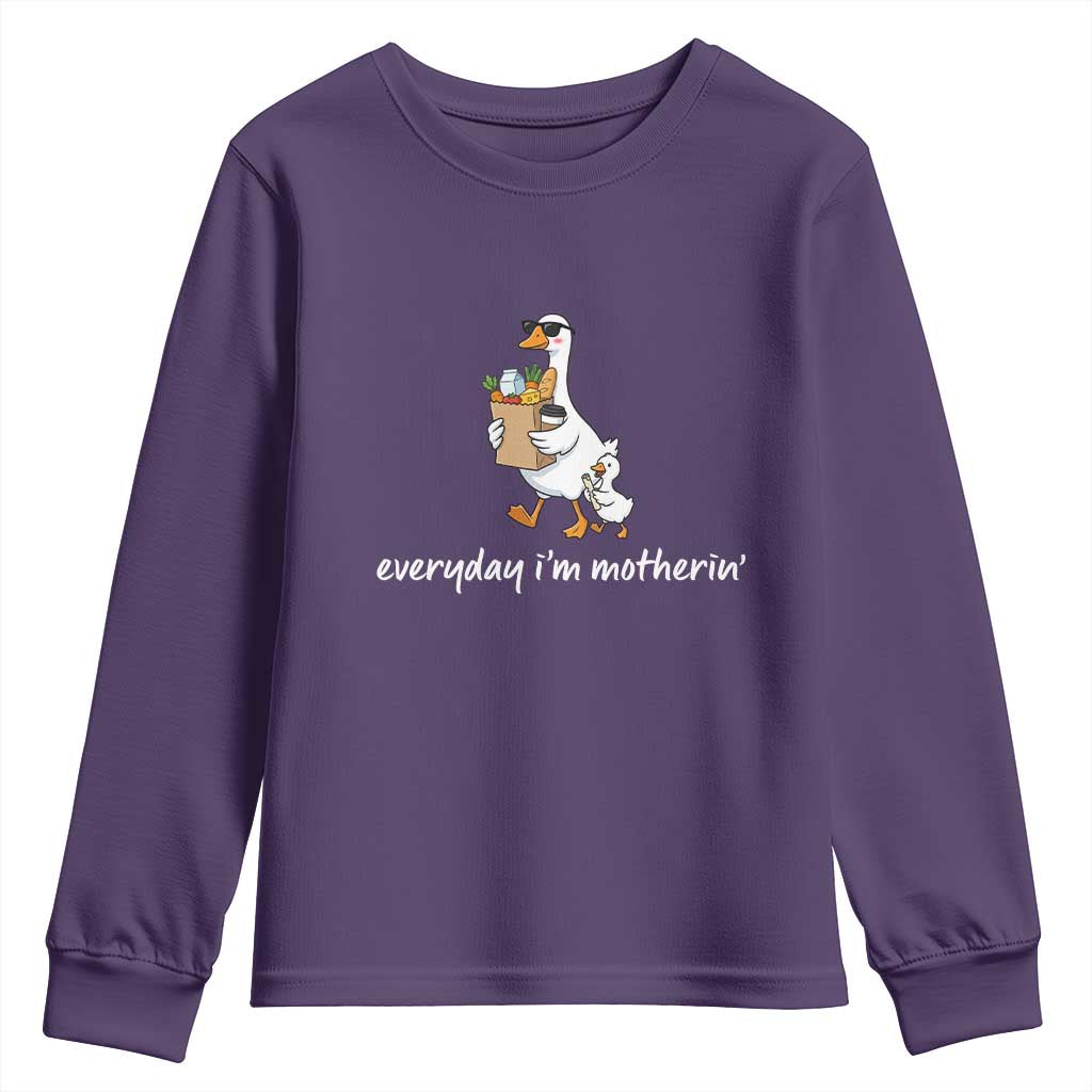 Everyday I'm Motherin Youth Sweatshirt Funny Goose Mom TS14 Purple Print Your Wear