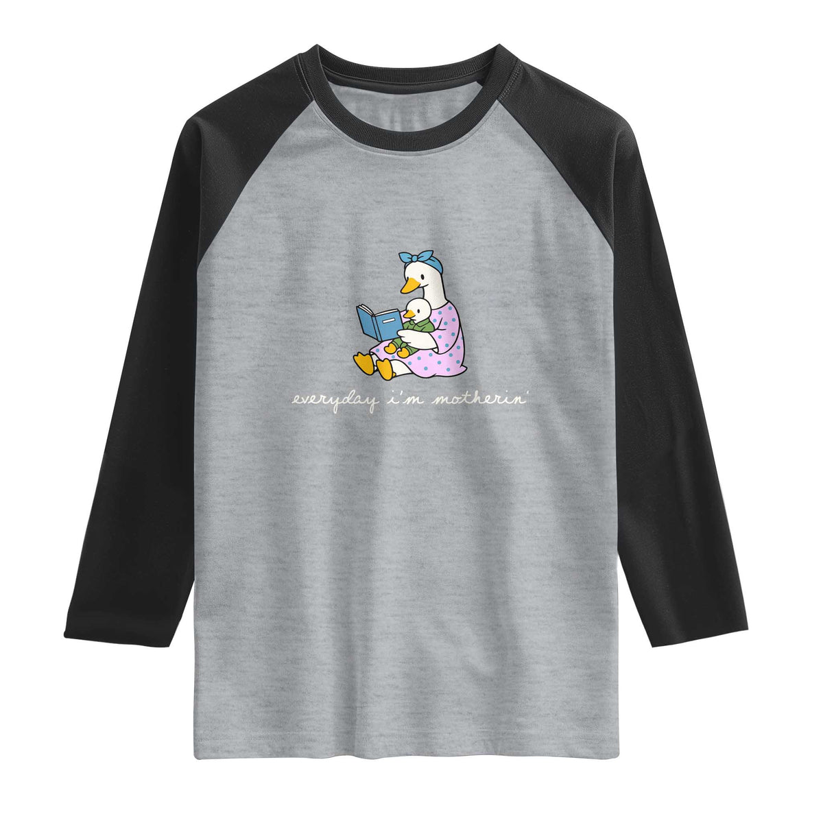 Everyday I'm Motherin Raglan Shirt Funny Goose Mom Mother Day Gifts TS14 Heather Gray Black Print Your Wear