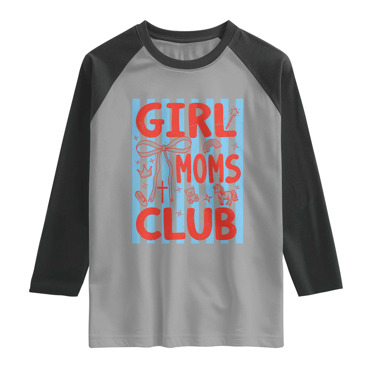 Girl Mom Club Raglan Shirt Pregnancy Announcement First Time Mother's Day TS14 Sport Gray Black Print Your Wear