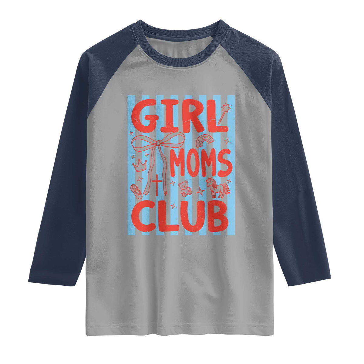 Girl Mom Club Raglan Shirt Pregnancy Announcement First Time Mother's Day TS14 Sport Gray Navy Print Your Wear