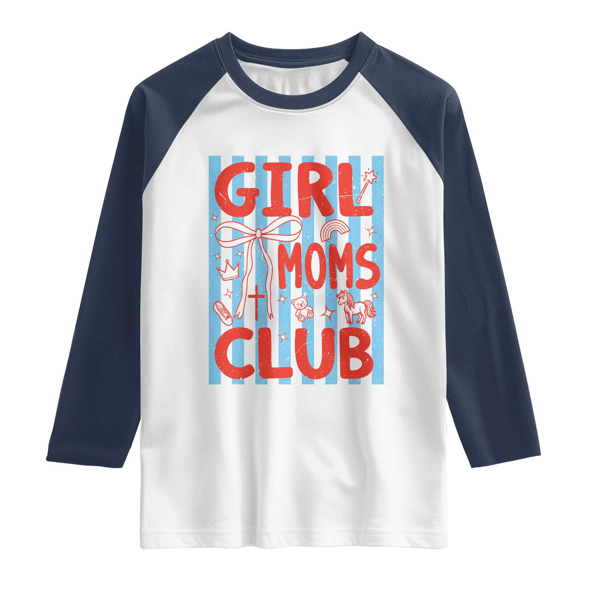 Girl Mom Club Raglan Shirt Pregnancy Announcement First Time Mother's Day TS14 White Navy Print Your Wear
