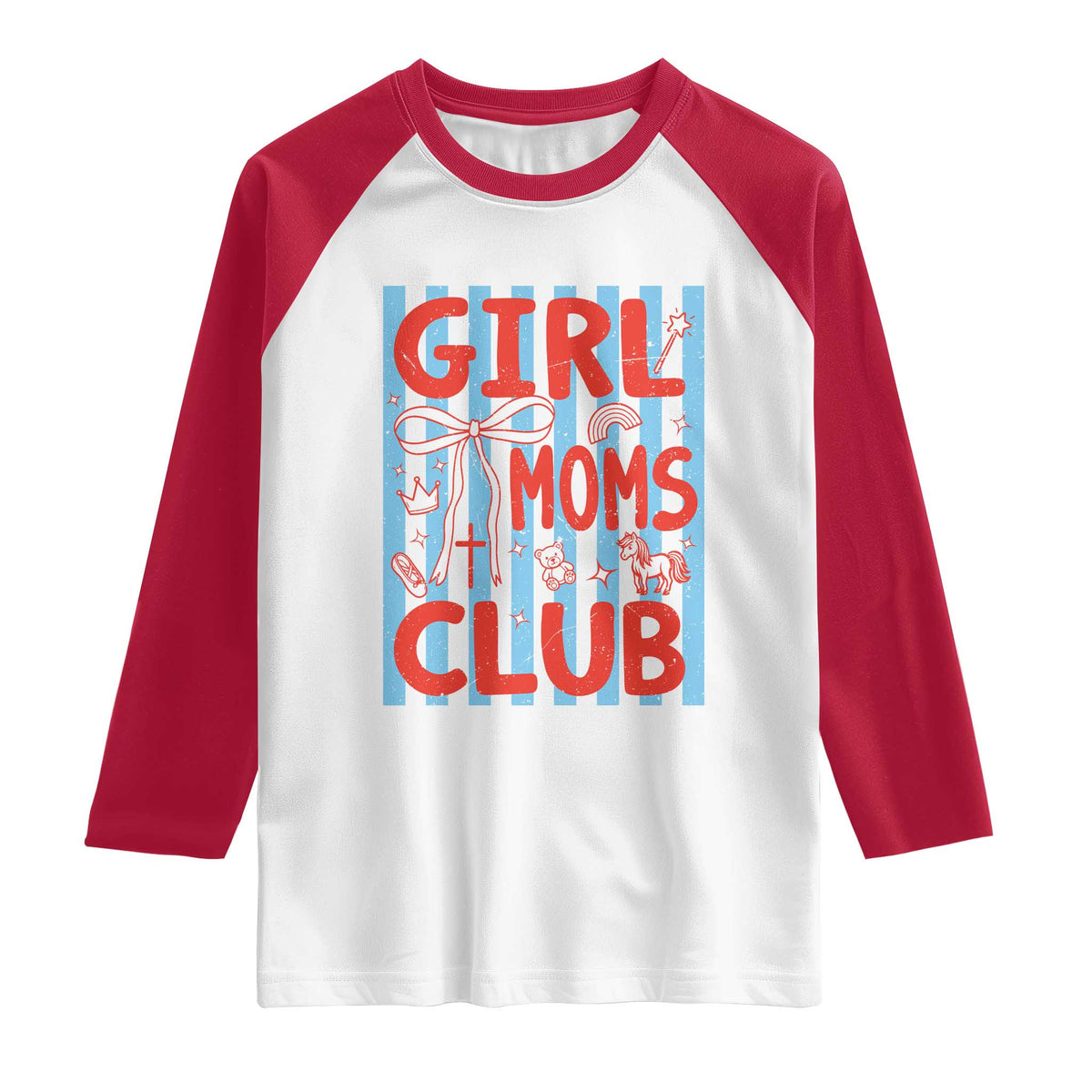 Girl Mom Club Raglan Shirt Pregnancy Announcement First Time Mother's Day TS14 White Red Print Your Wear