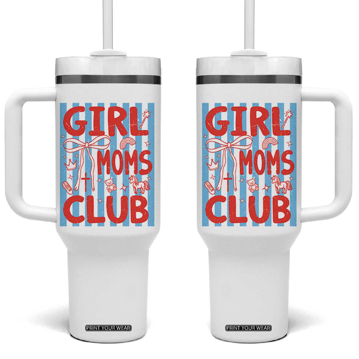 Girl Mom Club Tumbler With Handle Pregnancy Announcement First Time Mother's Day TS14 One Size: 40 oz White Print Your Wear