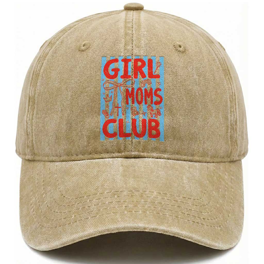 Girl Mom Club Washed Cotton Baseball Cap Pregnancy Announcement First Time Mother's Day TS14 Print Your Wear