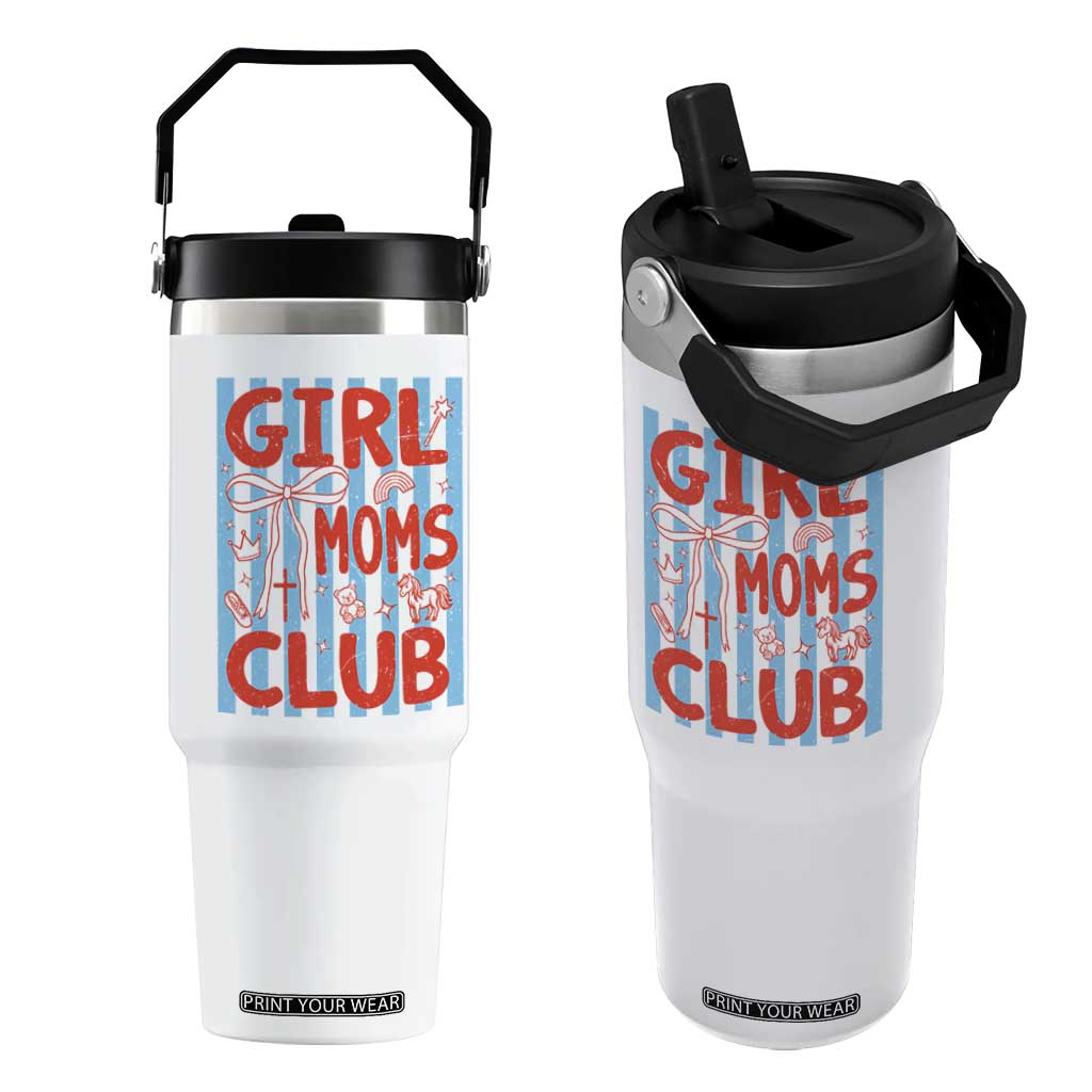 Girl Mom Club Flip Straw Tumbler Pregnancy Announcement First Time Mother's Day TS14 One Size: 30 oz White Print Your Wear