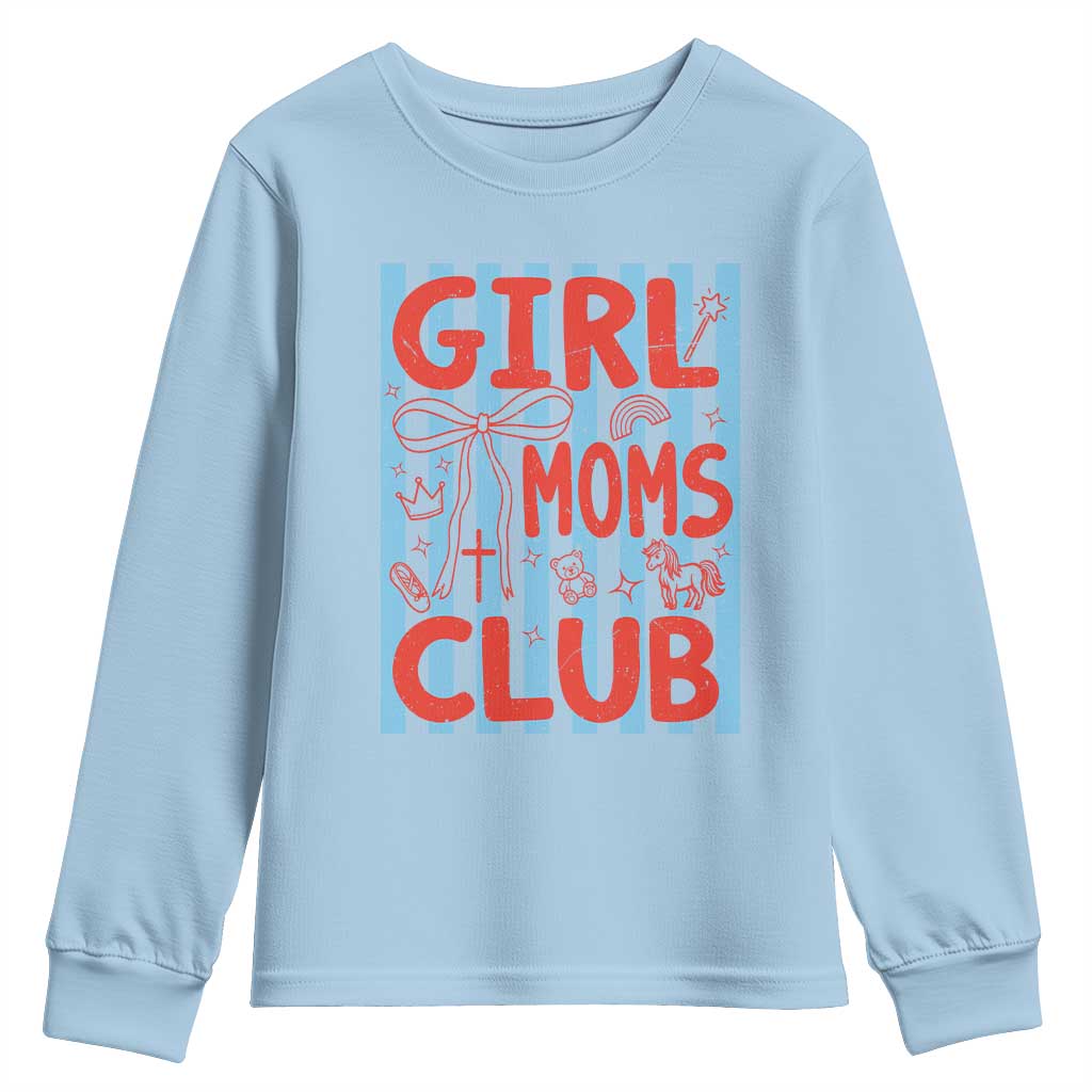Girl Mom Club Youth Sweatshirt Pregnancy Announcement First Time Mother's Day TS14 Light Blue Print Your Wear