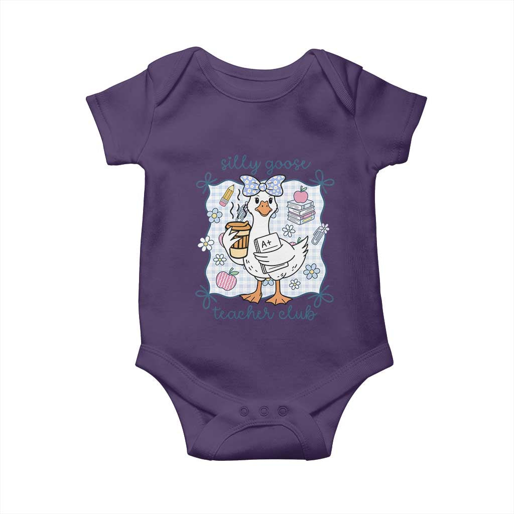 Silly Goose Teacher Club Baby Onesie Funny Back to School First Day TS14 Purple Print Your Wear