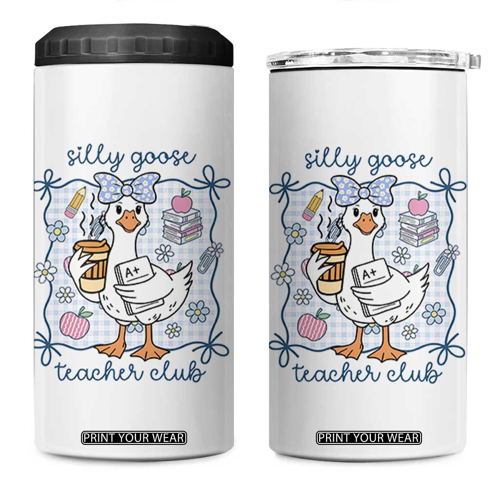 Silly Goose Teacher Club 4 in 1 Can Cooler Tumbler Funny Back to School First Day TS14 One Size: 16 oz White Print Your Wear
