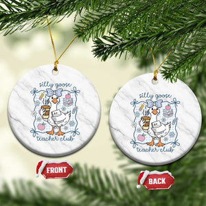 Silly Goose Teacher Club Ceramic Ornament Funny Back to School First Day TS14 1pc White Marble Print Your Wear