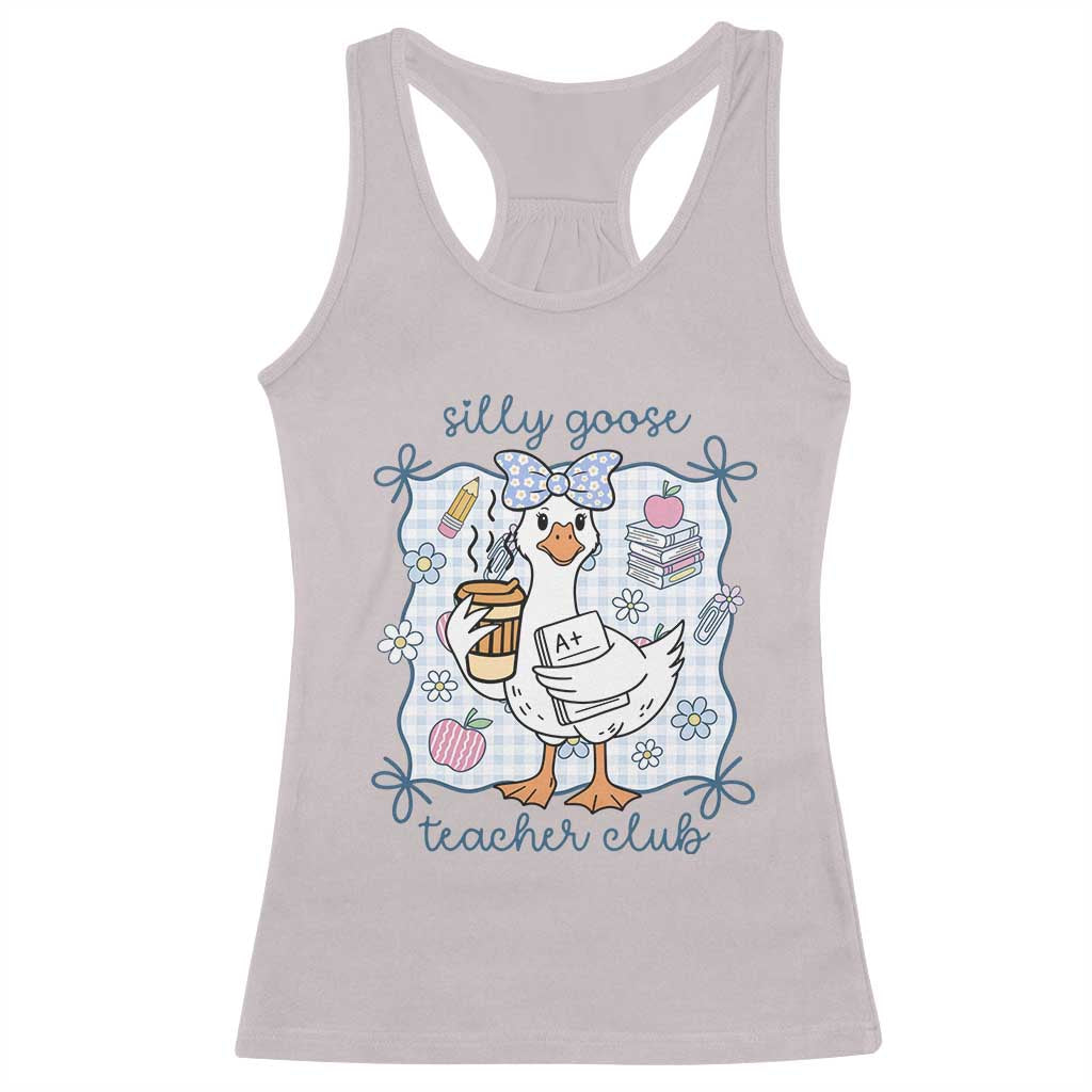 Silly Goose Teacher Club Racerback Tank Top Funny Back to School First Day TS14 Ice Gray Print Your Wear