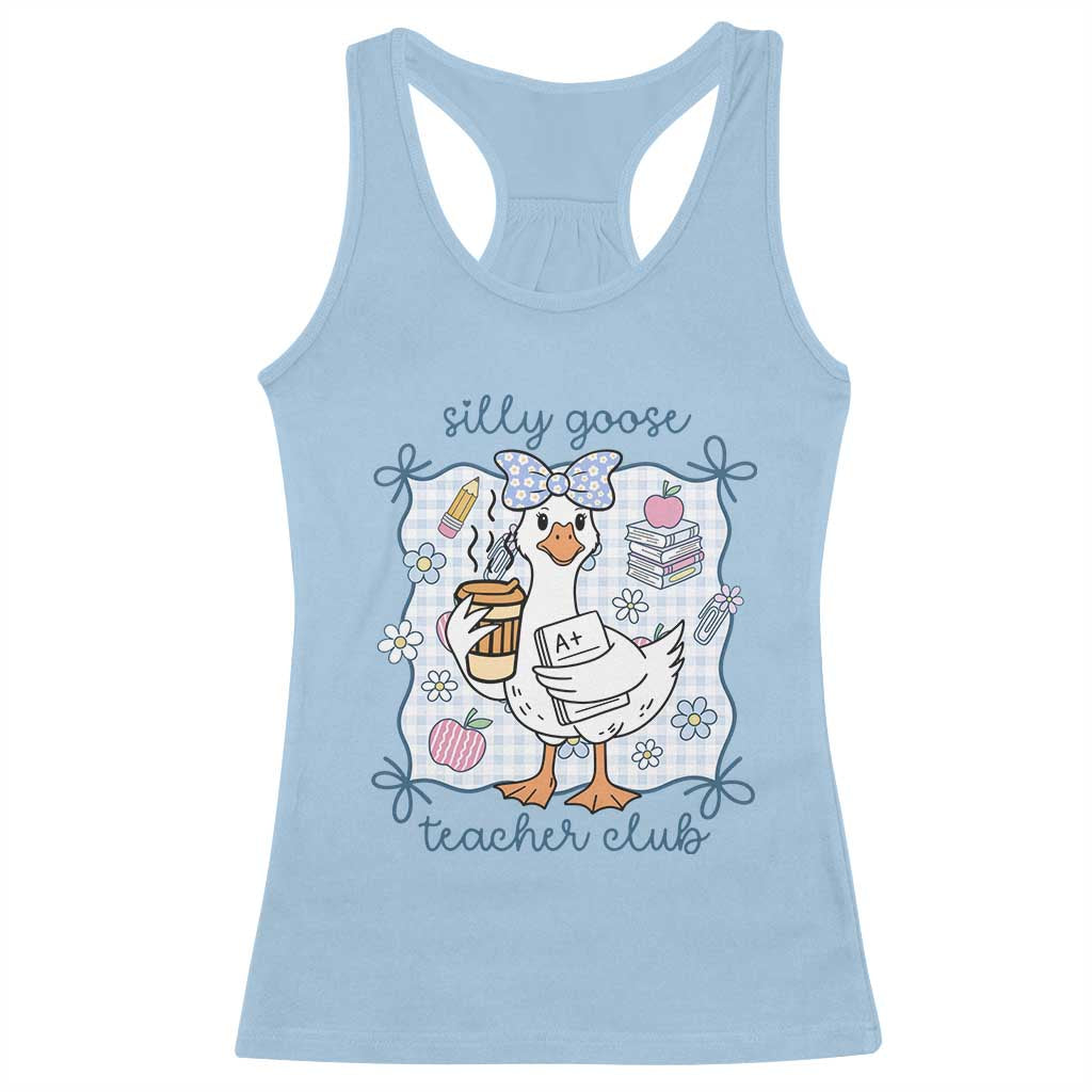 Silly Goose Teacher Club Racerback Tank Top Funny Back to School First Day TS14 Light Blue Print Your Wear