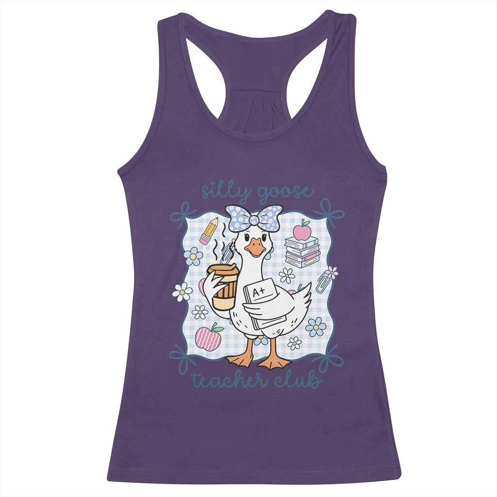 Silly Goose Teacher Club Racerback Tank Top Funny Back to School First Day TS14 Purple Print Your Wear