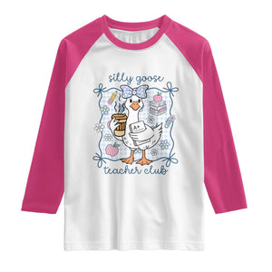 Silly Goose Teacher Club Raglan Shirt Funny Back to School First Day TS14 White Heliconia Print Your Wear