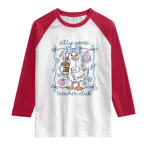Silly Goose Teacher Club Raglan Shirt Funny Back to School First Day TS14 White Red Print Your Wear