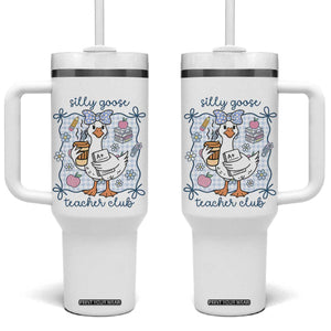 Silly Goose Teacher Club Tumbler With Handle Funny Back to School First Day TS14 One Size: 40 oz White Print Your Wear