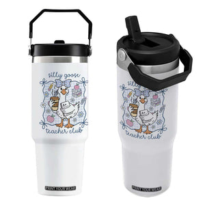 Silly Goose Teacher Club Flip Straw Tumbler Funny Back to School First Day TS14 One Size: 30 oz White Print Your Wear