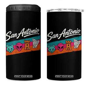 Funny Fox Alien Castle Harper Meme 4 in 1 Can Cooler Tumbler San Antonio Texas Pride Sports Fan
