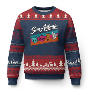 Funny Fox Alien Castle Harper Meme Ugly Christmas Sweater San Antonio Texas Pride Sports Fan