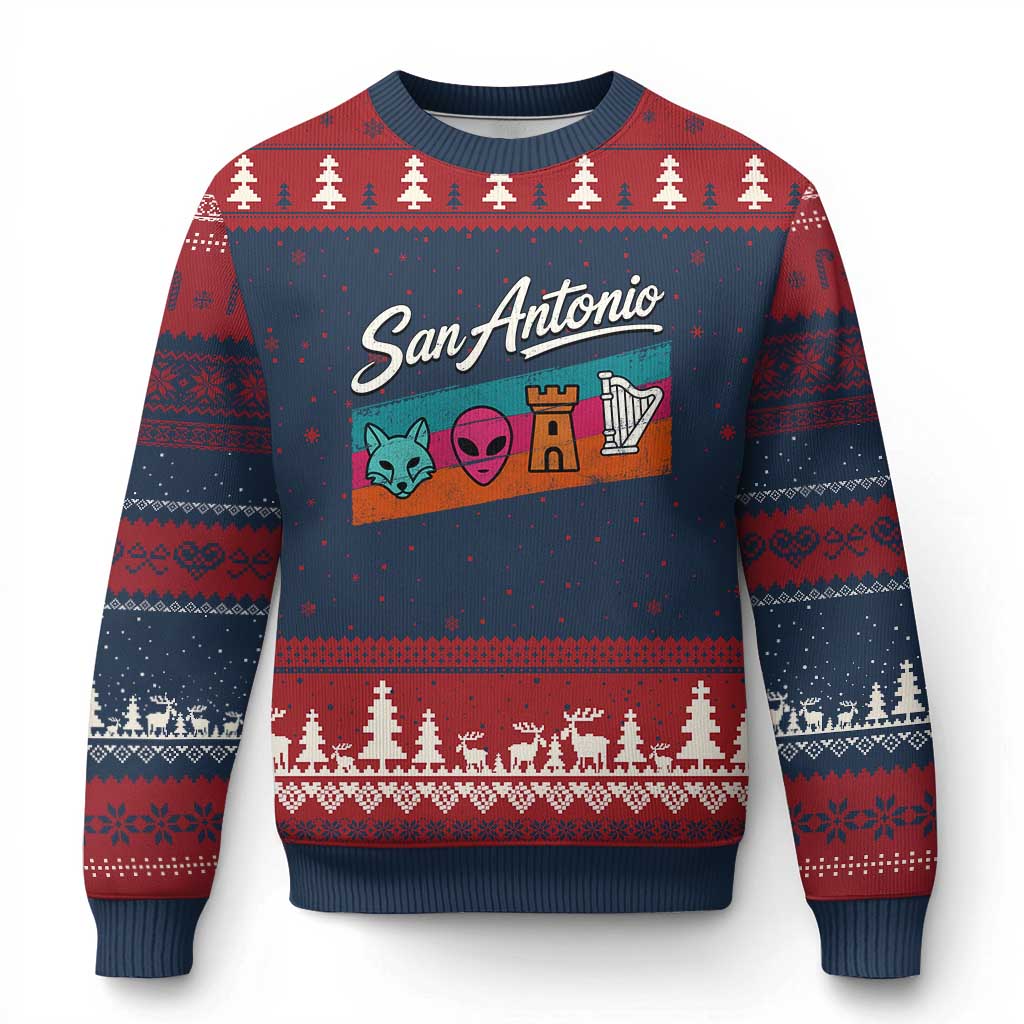 Funny Fox Alien Castle Harper Meme Ugly Christmas Sweater San Antonio Texas Pride Sports Fan TS14 Navy Red Print Your Wear