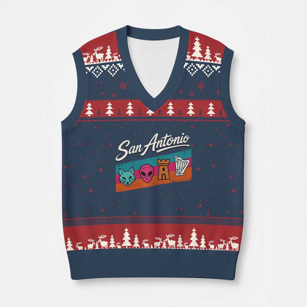 Funny Fox Alien Castle Harper Meme V-Neck Knit Sweater Vest San Antonio Texas Pride Sports Fan