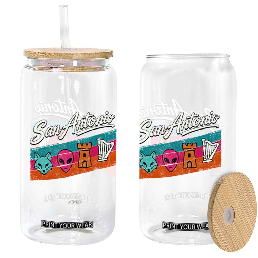 Funny Fox Alien Castle Harper Meme Glass Can San Antonio Texas Pride Sports Fan