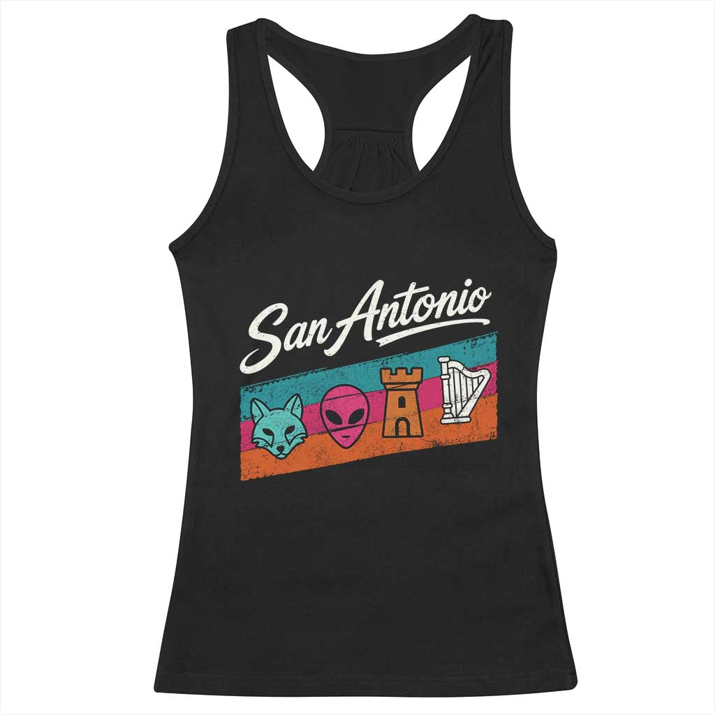 Funny Fox Alien Castle Harper Meme Racerback Tank Top San Antonio Texas Pride Sports Fan