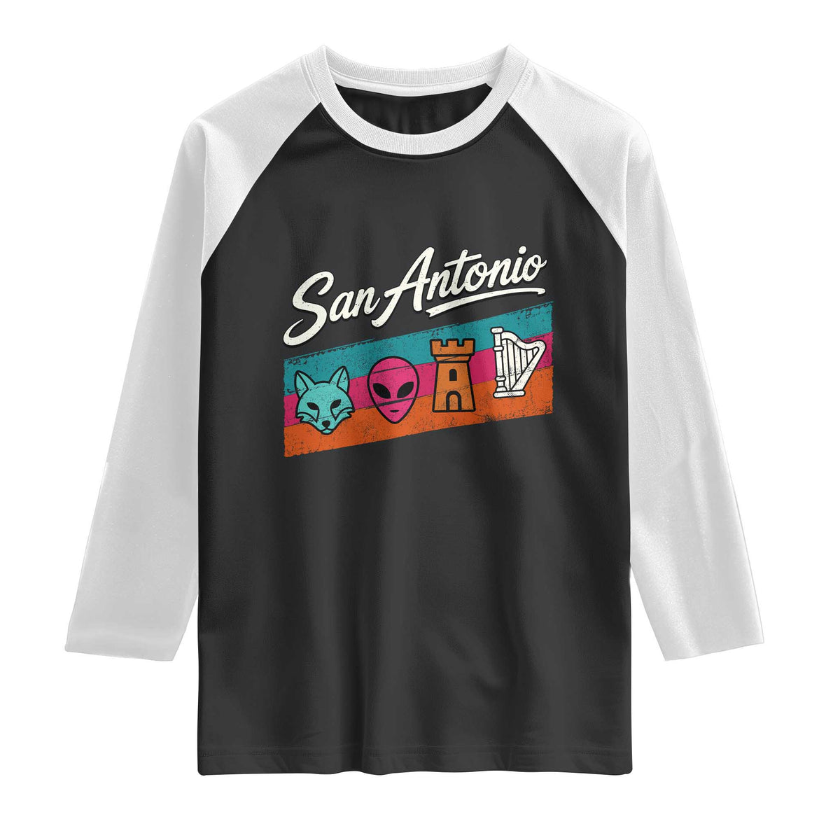 Funny Fox Alien Castle Harper Meme Raglan Shirt San Antonio Texas Pride Sports Fan