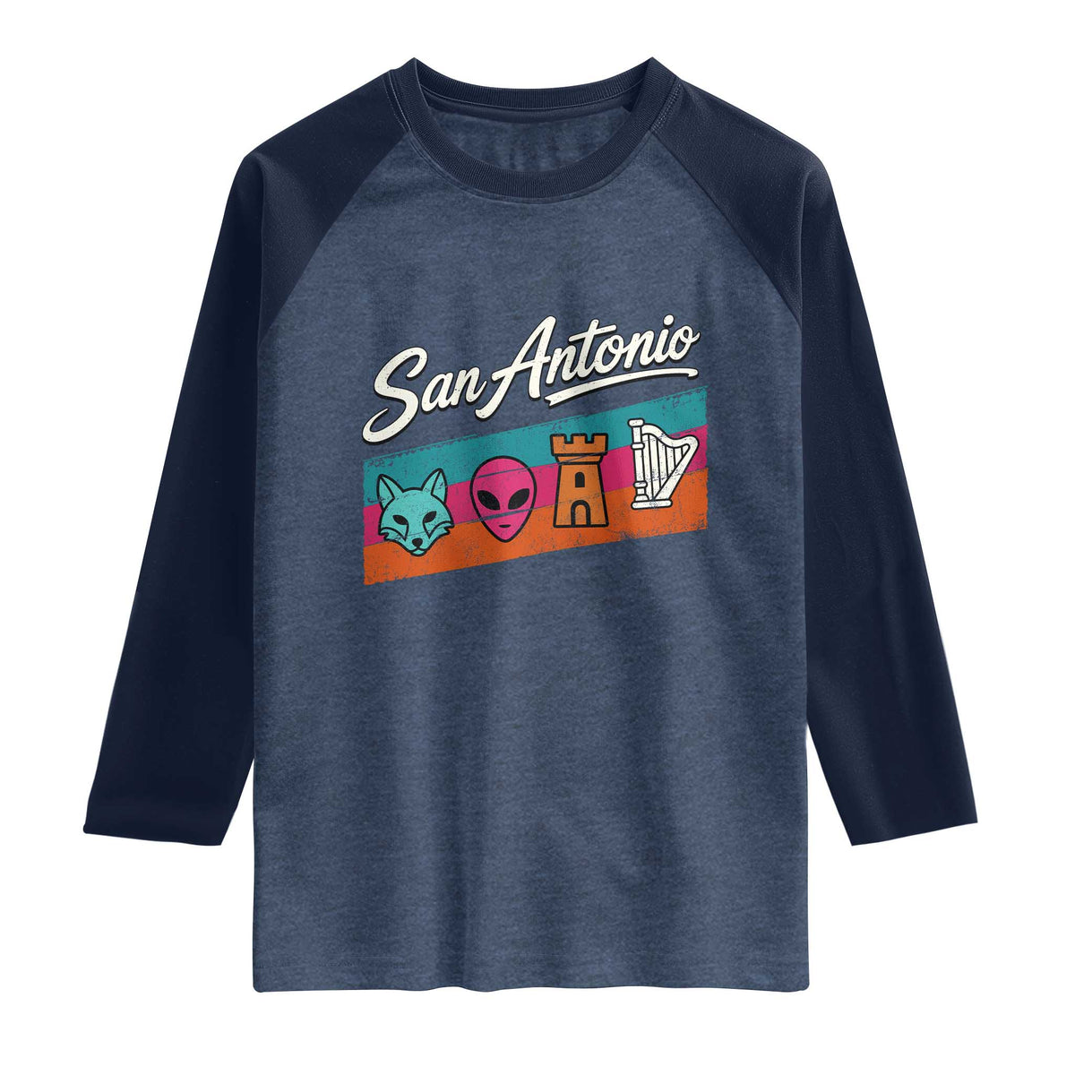 Funny Fox Alien Castle Harper Meme Raglan Shirt San Antonio Texas Pride Sports Fan