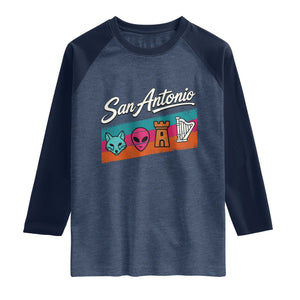 Funny Fox Alien Castle Harper Meme Raglan Shirt San Antonio Texas Pride Sports Fan
