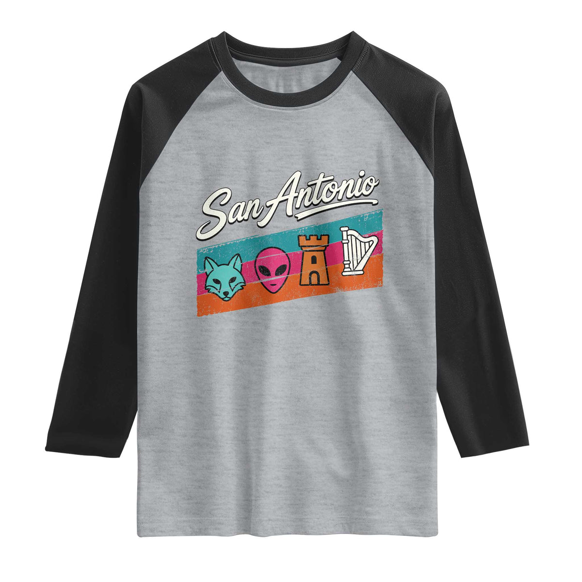 Funny Fox Alien Castle Harper Meme Raglan Shirt San Antonio Texas Pride Sports Fan