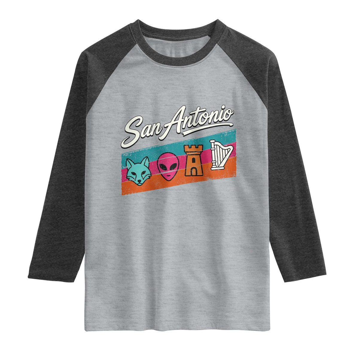 Funny Fox Alien Castle Harper Meme Raglan Shirt San Antonio Texas Pride Sports Fan