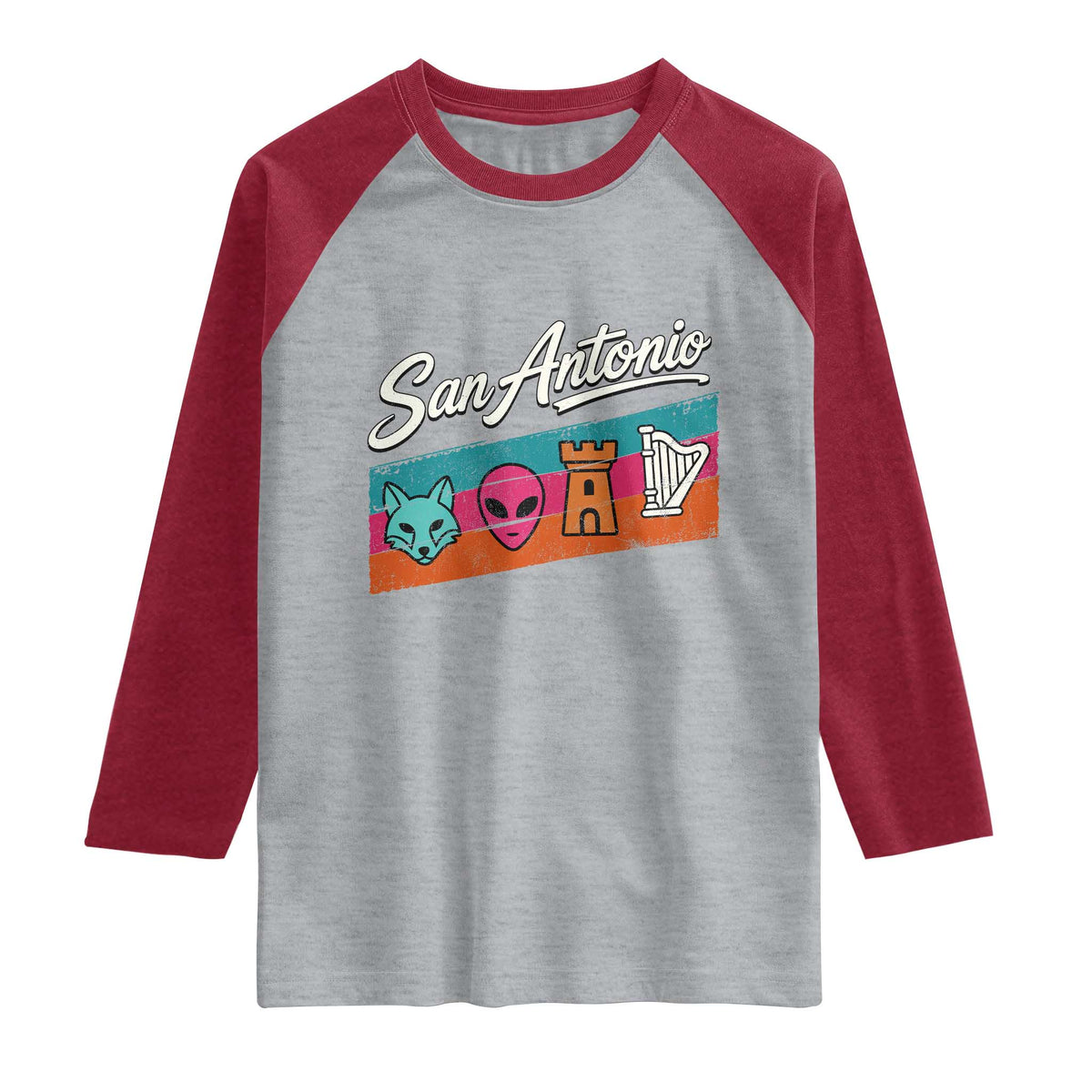 Funny Fox Alien Castle Harper Meme Raglan Shirt San Antonio Texas Pride Sports Fan
