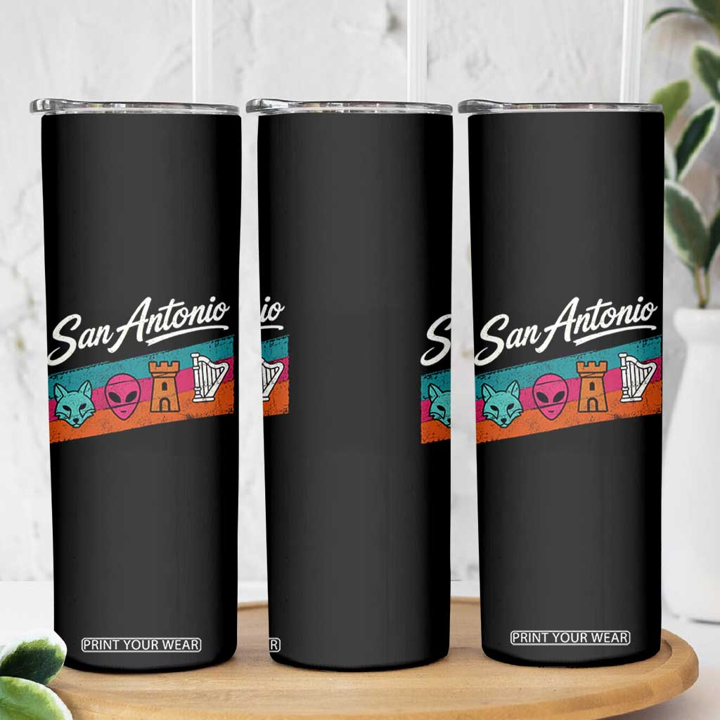 Funny Fox Alien Castle Harper Meme Skinny Tumbler San Antonio Texas Pride Sports Fan