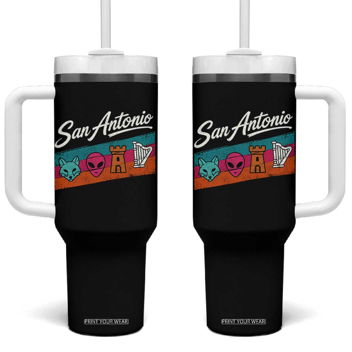 Funny Fox Alien Castle Harper Meme Tumbler With Handle San Antonio Texas Pride Sports Fan TS14 One Size: 40 oz Black Print Your Wear