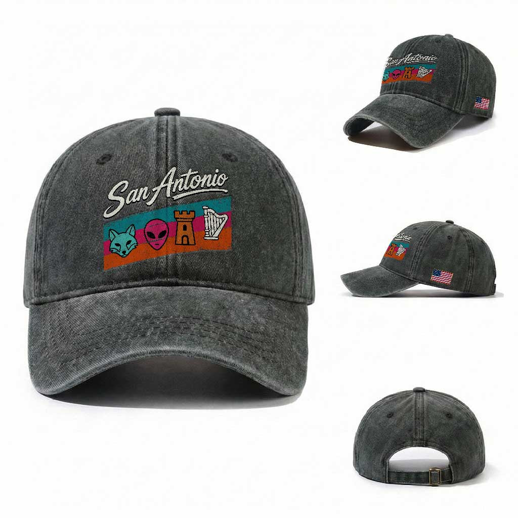 Funny Fox Alien Castle Harper Meme Washed Cotton Baseball Cap San Antonio Texas Pride Sports Fan