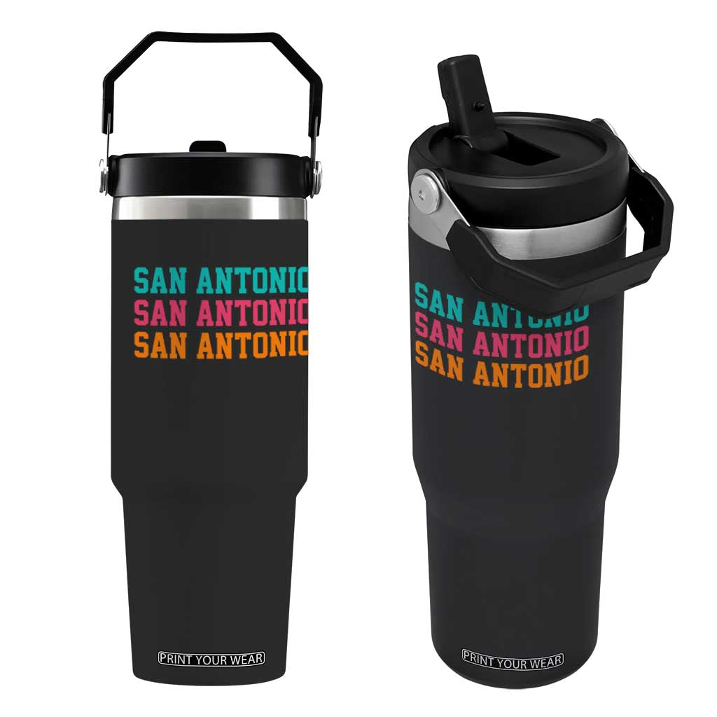 San Antonio Texas Pride Sports Fan Style Flip Straw Tumbler TX Game Day San Antonio Texas Pride Sports Fan