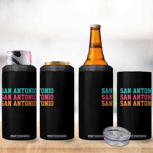 San Antonio Texas Pride Sports Fan Style 4 in 1 Can Cooler Tumbler TX Game Day San Antonio Texas Pride Sports Fan