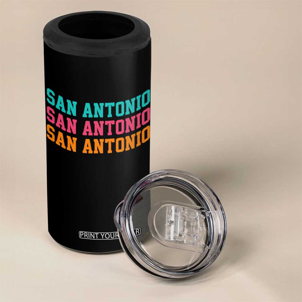 San Antonio Texas Pride Sports Fan Style 4 in 1 Can Cooler Tumbler TX Game Day San Antonio Texas Pride Sports Fan