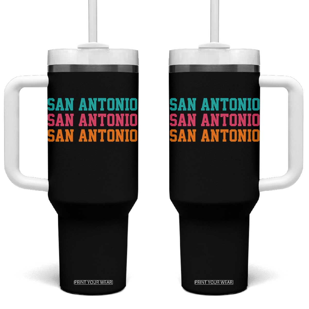 San Antonio Texas Pride Sports Fan Style Tumbler With Handle TX Game Day San Antonio Texas Pride Sports Fan TS14 One Size: 40 oz Black Print Your Wear