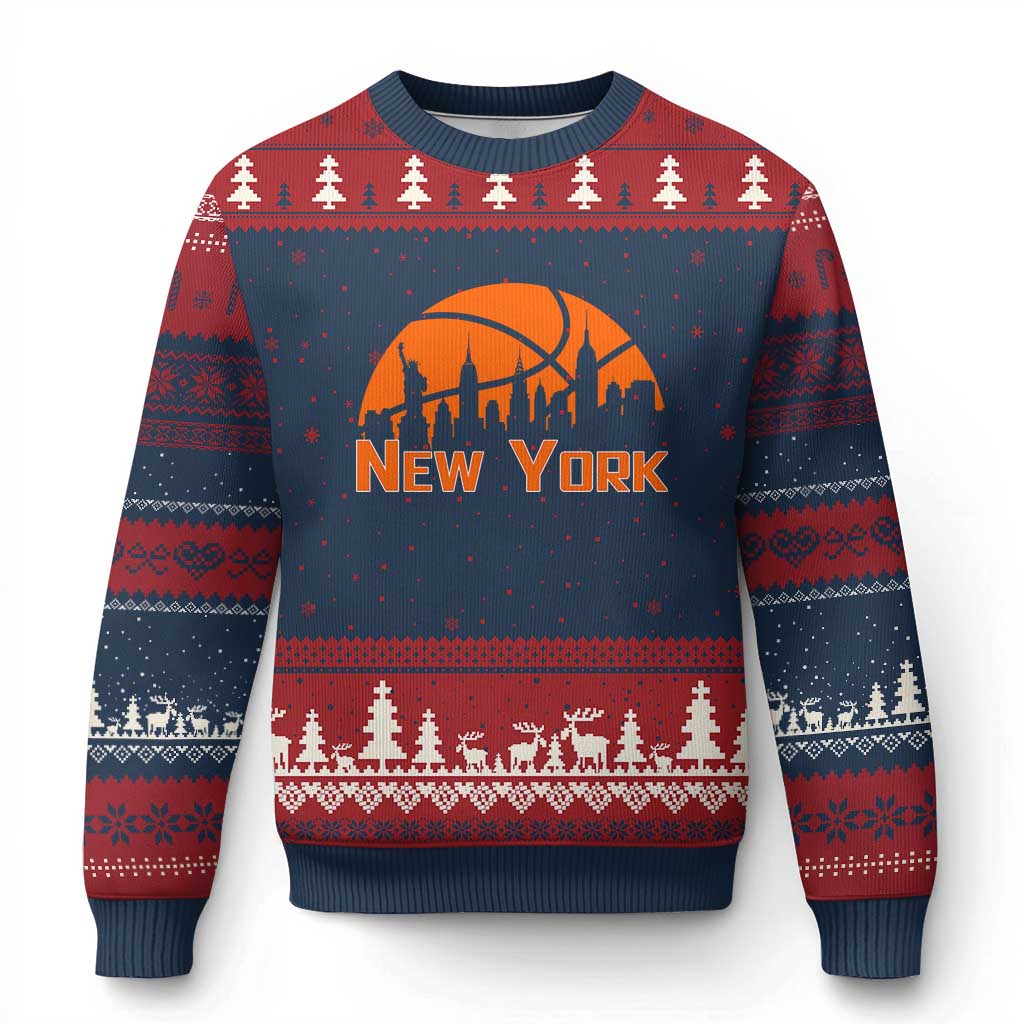 New York Skyline NY State Pride Ugly Christmas Sweater Game Day Sports Fan