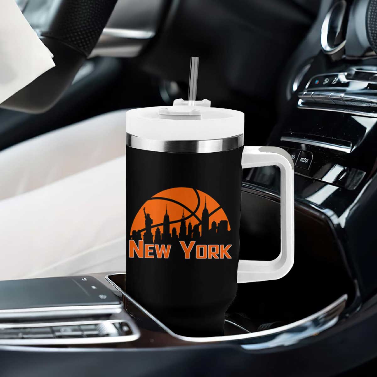 New York Skyline NY State Pride Tumbler With Handle Game Day Sports Fan