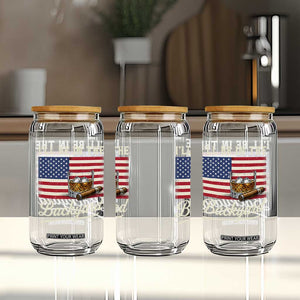 I'll Be in the Backyard Glass Can USA Flag Cigar and Bourbon