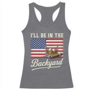 I'll Be in the Backyard Racerback Tank Top USA Flag Cigar and Bourbon