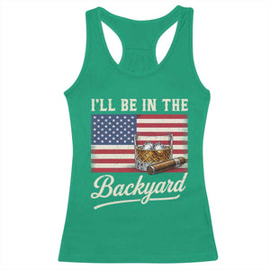 I'll Be in the Backyard Racerback Tank Top USA Flag Cigar and Bourbon