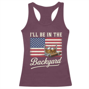 I'll Be in the Backyard Racerback Tank Top USA Flag Cigar and Bourbon