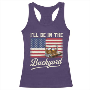 I'll Be in the Backyard Racerback Tank Top USA Flag Cigar and Bourbon